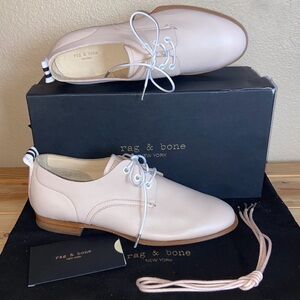 NWT rag & bone Audrey Blush Leather Oxfords 39.5 / 9.5 $395 Retail